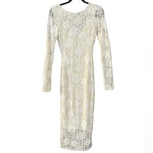 🤩 SALE White Floral Satin Sheer Dress Size: M